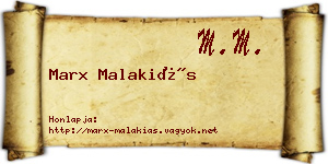Marx Malakiás névjegykártya